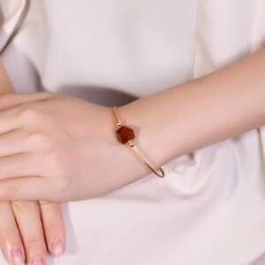 Sterling Silver Carnelian Irregular Vintage Link Bracelet