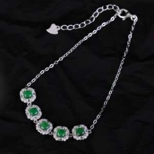 Sterling Silver Jade Geometric Vintage Bracelet