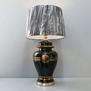 Glass Model 222X288m Printed Face Black Table Lamps (Pair)
