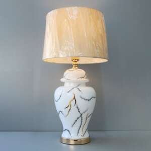Ginger Shape Marble Texture Glass Table Lamps (Pair)