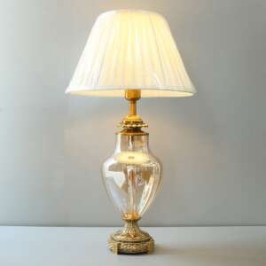 Italian Style Glass with Antique Fitting Table Lamps (Pair)