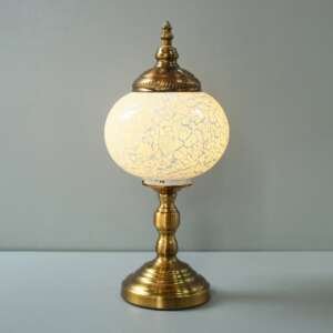 Mosaic White Qandeel Table Lamps (Pair)