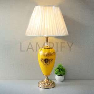 Printed Model J027 Yellow Glass Table Lamp (Pair)