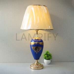 Printed Model J027 Blue Glass Table Lamp (Pair)