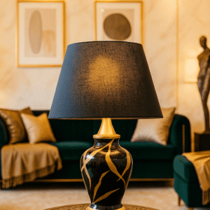 Golden Leaves Ceramic Table Lamp (Pair)