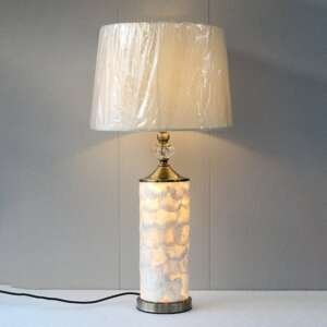 Seashells Golden 5X12 Cylinder Table Lamps (Pair)