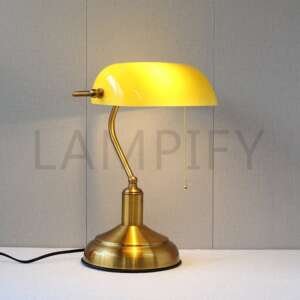 Yellow Glass Banker Study Lamp (Each)